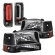 Ford F150 1992-1996 Black Headlights Set Tube LED Tail Lights