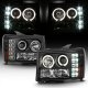 GMC Sierra 2500HD 2007-2014 Black Dual Halo Projector Headlights with LED