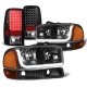 GMC Yukon XL 2000-2006 Black Tube DRL Headlights LED Tail Lights