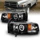 Dodge Ram 3500 1994-2002 Projector Headlights Black Halo LED