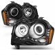 Jeep Grand Cherokee 2008-2010 Projector Headlights Black Halo LED