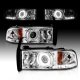 Dodge Ram 3500 1994-2001 Clear Projector Headlights Halo and LED