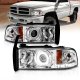 Dodge Ram 3500 1994-2001 Clear Projector Headlights Halo and LED