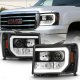 GMC Sierra 2500HD 2007-2013 Black LED DRL Projector Headlights