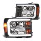 GMC Sierra 3500HD 2007-2014 Black LED DRL Headlights