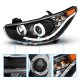 Hyundai Accent 2012-2014 Black Projector Headlights LED Halo