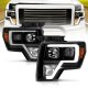 Ford F150 2009-2014 Black Projector Headlights LED DRL A4