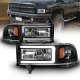 Dodge Ram 3500 1994-2002 Black DRL Headlights