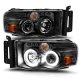 Dodge Ram 2002-2005 Black Projector Headlights Halo LED