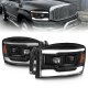 Dodge Ram 3500 2006-2009 Black Projector Headlights Facelift LED DRL Signals