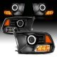 Dodge Ram 2009-2018 Black Projector Headlights LED Halo Signals