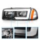 GMC Sierra 1500HD 2001-2007 Black Headlights LED DRL