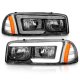 GMC Sierra 2500 1999-2004 Black Headlights LED DRL