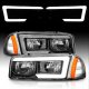 GMC Sierra 2500HD 2001-2006 Black Headlights LED DRL