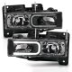 Chevy Tahoe 1995-1999 Black Headlights C-Tube DRL