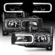 GMC Sierra 3500 1988-1998 Black Headlights C-Tube DRL