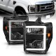 Ford F250 Super Duty 2008-2010 Black Projector Headlights LED DRL Facelift