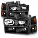 Chevy 2500 Pickup 1994-1998 Black Halo Headlights Set