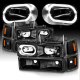 Chevy Tahoe 1995-1999 Black Halo Headlights Set