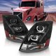 Volvo VNL 2004-2017 Black Projector Headlights LED Halo