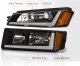 Chevy Avalanche Body Cladding 2002-2006 Black Headlights LED DRL