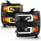 Chevy Silverado 2500HD 2015-2019 Black Projector Headlights LED Switchback A2