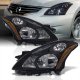 Nissan Altima Sedan 2010-2012 Black Halogen Headlights