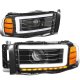 Dodge Ram 2002-2005 Black Projector Headlights LED DRL Signals N5