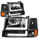 Ford F150 1992-1996 Black LED DRL Headlights Set