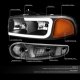 GMC Sierra Denali 2002-2007 Black Headlights Set LED DRL N2