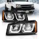 Chevy Silverado 2003-2006 Black Headlights LED DRL A1