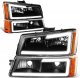 Chevy Avalanche 2003-2006 Black LED DRL Headlights Bumper Lights N2