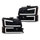 Chevy Avalanche 2003-2006 Black Smoked Tube DRL Headlights Bumper Lights