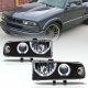 Chevy S10 1998-2004 Black Dual Halo Projector Headlights