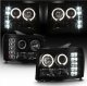 GMC Sierra Denali 2007-2014 Black Smoked Dual Halo Projector Headlights with LED