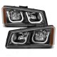 Chevy Silverado 1500HD 2003-2006 Black Headlights LED DRL A1