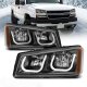 Chevy Silverado 1500HD 2003-2006 Black Headlights LED DRL A1