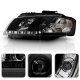 Audi A3 2006-2008 Black Projector Headlights with LED Daytime Running Lights