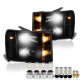 GMC Sierra 3500HD 2007-2014 Black Smoked Headlights LED Bulbs Complete Kit