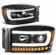 Dodge Ram 2006-2008 Black DRL Projector Headlights Dynamic Signals