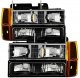 GMC Yukon 1994-1999 Black Euro Headlights and Bumper Lights