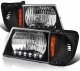 Ford E150 1992-2007 Black Headlights LED DRL and Corner Lights