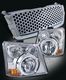 Chevy Silverado 2003-2005 Chrome Round Hole Mesh Grille and Headlight Conversion Kit