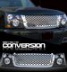 Chevy Silverado 2003-2005 Chrome Round Hole Mesh Grille and Black Headlight Conversion Kit