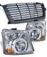 Chevy Avalanche 2003-2006 Black Billet Grille and Clear Headlight Conversion Kit