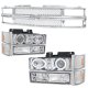 Chevy 3500 Pickup 1994-1998 Chrome Mesh Grille and Projector Headlights