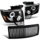 Ford F150 2009-2014 Black Vertical Grille and Projector Headlights Halo LED