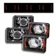 Lincoln Town Car 1986-1989 Red LED Black Chrome Sealed Beam Projector Headlight Conversion Low and High Beams