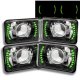 1989 Chrysler LeBaron Green LED Black Chrome Sealed Beam Projector Headlight Conversion Low and High Beams