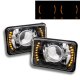 Toyota Land Cruiser 1988-1990 Amber LED Black Chrome Sealed Beam Projector Headlight Conversion